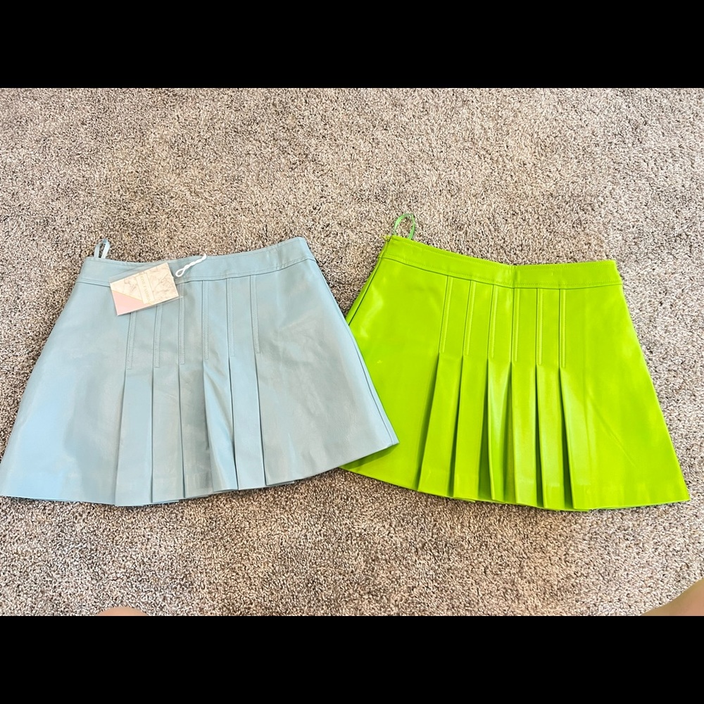 Cute leather dresses baby blue/neon green two for $25